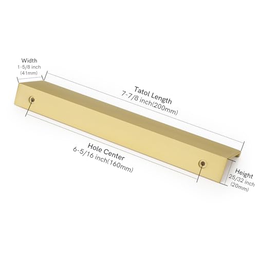 Image of Rergy 10 Pack 6-1 /4 inch Cabinet Pulls Brushed Brass Finger Pulls for Cabinets