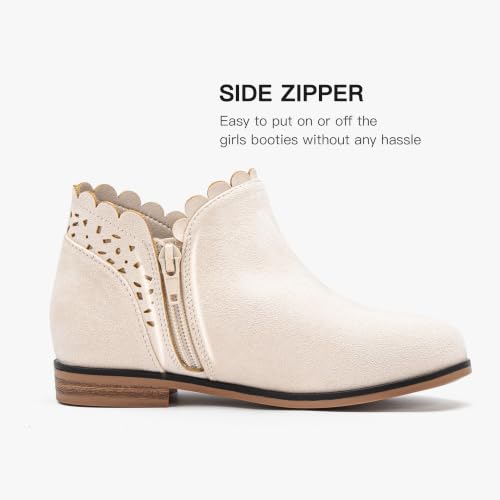 Image of Dufannie Girls Ankle Boots Girls Booties Toddler Little Big Kids Fall Boot | Side Zipper, Slip on, Low Heel, Girls Dress Boots with Bow, Ruffled, Fashion, Warm Shoes, Fall, Winter, Multiple Colors