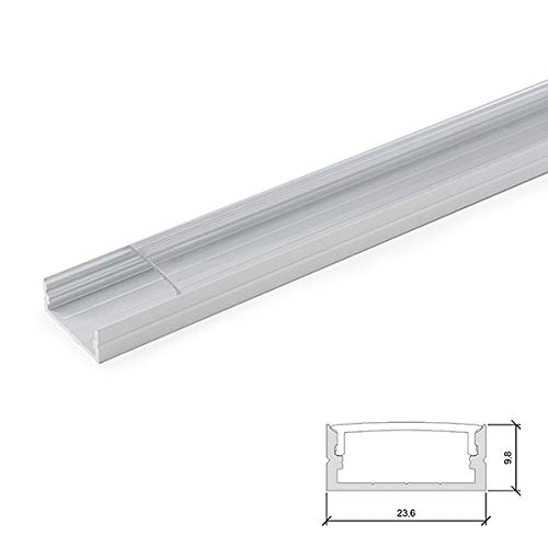 Greenice | Perfíl Aluminio para Tira LED Doble - Difusor Transparente 2M