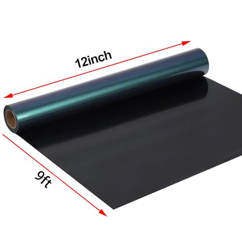Image of FUNKAKA Chameleon HTV Heat Transfer Vinyl Rolls, 12 inch X 9ft Green to Purple