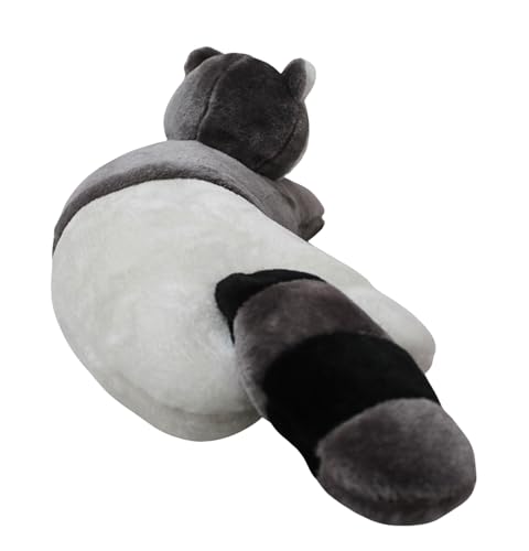 Image of Tickles Raccoon Soft Stuffed Plush Animal Bolster Pillow Cushion for Kids Boys & Girls Birthday Gift (Size: 40 cm Color: Grey & White)