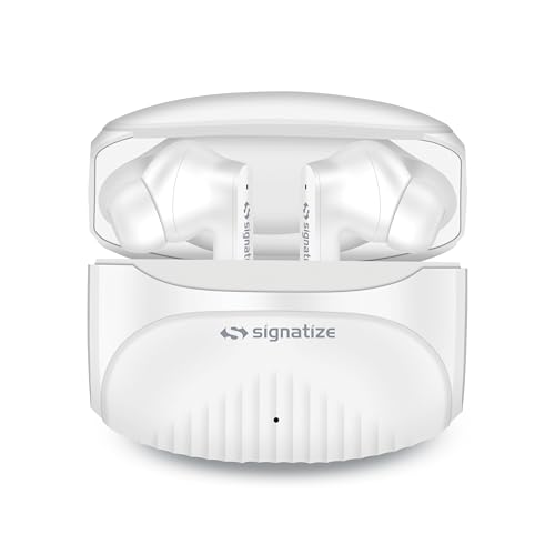 Image of True Wireless Earbuds with 45H Playtime, 10mm Deep Bass Drivers, Bluetooth 5.4, Low Latency, Ergonomic Natural Fit, and Type-C Fast Charging (White)