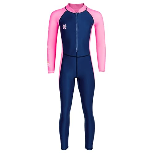 Image of Kids Full Body Swimsuit One piece Long Sleeve Wetsuit Skin Sun Protection Sunsuit Swimwear for Girls S Size