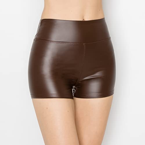 Image of ALWAYS Faux Leather Shorts - High Waist Active Stretch Yoga Short Pants for Women