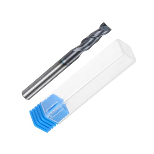 Image of uxcell Carbide Square End Mill, 1 /4 inch Diameter TiAlN Coated 2 Flutes Milling Bit Cutter, for Hardened Steel Stainless Steel Alloy Metal, 1 /4 inch Shank 3 /4 inch Cut Length 2-1 /2 inch Long HRC50