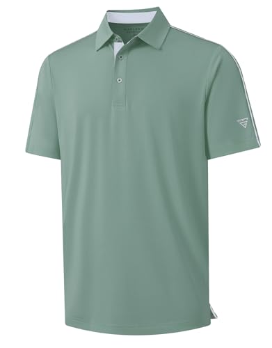 El Mejor Listado de Ropa de Golf para Hombre los 5 mejores. 44 M MAELREG - Polo de golf para hombre, manga corta, ajuste seco, sólido que absorbe la humedad, rendimiento casual, cuello para hombre, Verde berilo, M