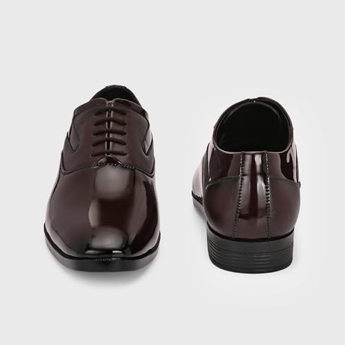Image of Centrino Men's Formal Glossy Lace-Up Shoes | Patent Leather Oxford Dress Shoes|Comfortable Pointed Toe Formal Shoe| Stylish Looking Footwear for Formal Business Wedding & Office Shoes (9360)