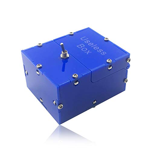 MaijiaMini Useless box Fully Assembled Funny Toy Leave Me Alone Machine Box, Useless Turns Itself Off In Box for Birthday and Party Gift Toy Game (Blue)