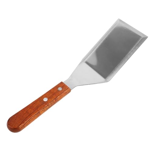 Hemobllo Espátula de Cocina Inoxidable con Mango de Madera Utensilio Práctico para Cocinar Carne y Hamburguesas para Parrilla y Freír