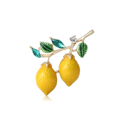 Image of Enamel Fruit Brooch for Women Rhinestones Fruit Lapel Pin Elegant Fruit Brooches Jewelry Gift, Perfect for Dresses Hat Bag