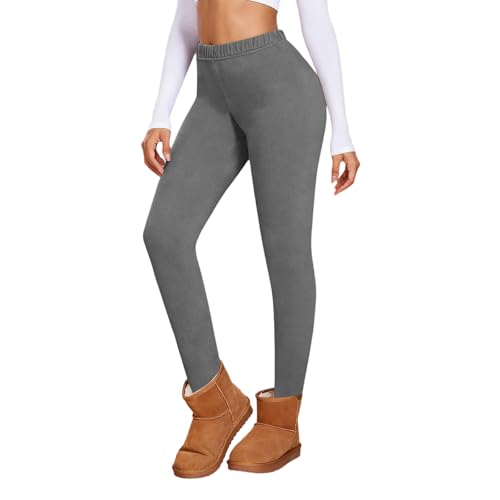 2026 Leggings informales de terciopelo alemán de talle alto para mujer, cálidos, ajustados, para yoga, gris, M
