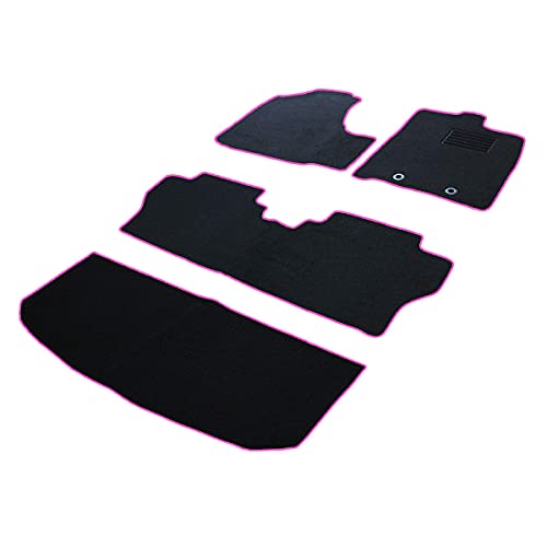フェニーチェ カーマット フロアマット ラゲッジマット セット 国内生産 ブラック × ロック糸ピンク 滑り止め形状 ずれにくい 車用 マット