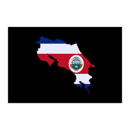 Image of Costa Rica Flag Map Fashion Poster Letters Self Adhesive Wall Art Prints Durable and Waterproof Home Decor 40 * 60（cm）