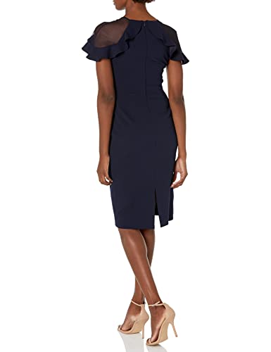 Eliza J Women's Crew Neck Ruffle Shoulder Cocktail Dress2