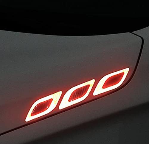 Image of Car High Intensity Reflective Stickers Side Marker Bumper Fender Safety Warning Sticker Universal Strong Reflective Warning Scratches Protector Sticker for Car Night Visibility 6 Psc (Red)