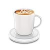 BESTINNKITS Smart Coffee Set Auto On/Off Gravity-Induction Mug Office Desk Use, Candle Wax Cup Warmer Heating Plate (Up to 131F/55C), 14oz (White Set)