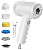 Electric Spin Scrubber - Cordless IPX7 Waterproof Shower Scrubber with 2 Speed Settings and 6 Replaceable Heads，Electric Cleaning Brush for Bathroom，Kitchen and Windows
