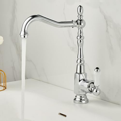 Mitigeur de lavabo pivotant à 360° avec cartouche en céramique pour eau chaude et froide
