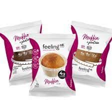 Feeling Ok MUFFIN GUSTI MISTI - Soffici muffin per una colazione con pochi carboidrati e 12g proteine ad alto valore biologico (Box da 30 pezzi da 50 gr)