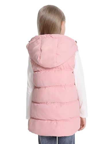 Happy Cherry Girls Mid-Length Hooded Puffer Vest Winter Warm Sleeveless Jacket with Easy Zipper & Side Pockets2
