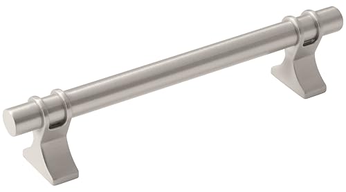 Image of Amerock | Cabinet Pull | Satin Nickel | 5-1 /16 inch (128 mm) Center to Center | Davenport | 1 Pack | Drawer Pull | Drawer Handle | Cabinet Hardware