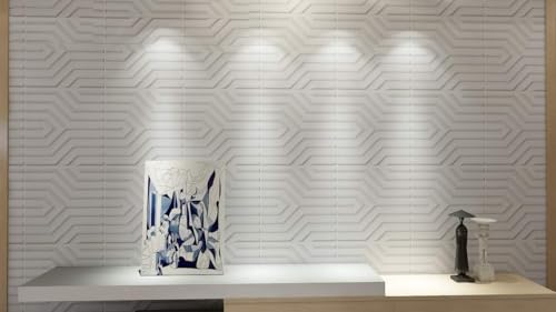 Image of Kayra Decor Zig Zag 3D PVC Wall Panels - Suitable for Living Room and Ceiling Decoration D123 (19.7 x 19.7, Covers 107.60 Sq. ft. White Color) (Pack of 40)