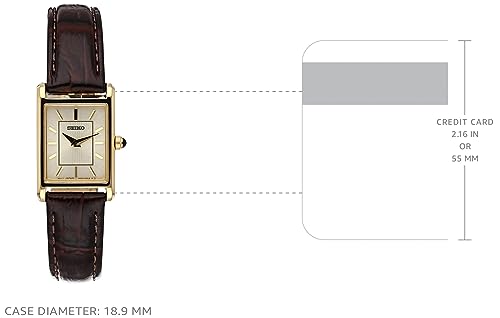 SEIKO Essentials Watch for Women - Essentials - Water Resistant with Stainless Steel Rectangular Case and Leather Strap4
