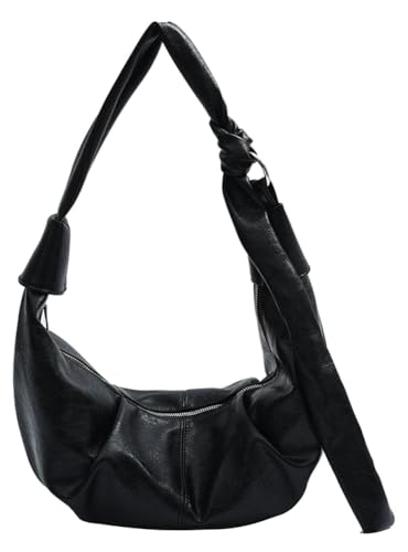 Image of Pocadri Womens Fashion Shoulder Crossbody Bag Soft Vegan leather Hobo Tote Purse Large Dumpling Handbag Top Handle Y2k Satchel, Black