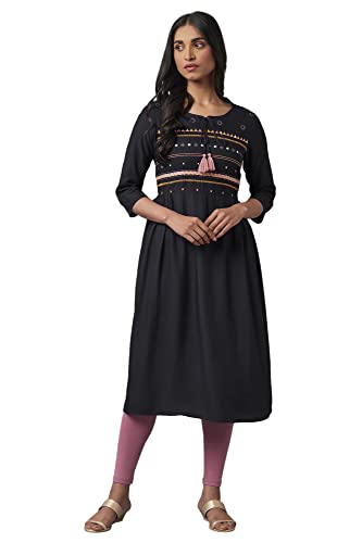 Image of W for Woman Women's A-Line Embroidered Below The Knee Dress