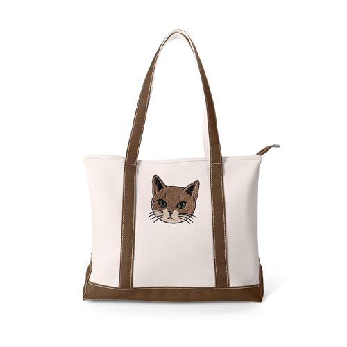 Custom Tote Bag for Women, Personalized Embroidered 1-4 Dog Cat Pet Portrait Photos Canvas Tote Bags, Large Travel Bag with Zipper, Personalized Reusable Shopping Gift Bags, Birthday Gifts for Her