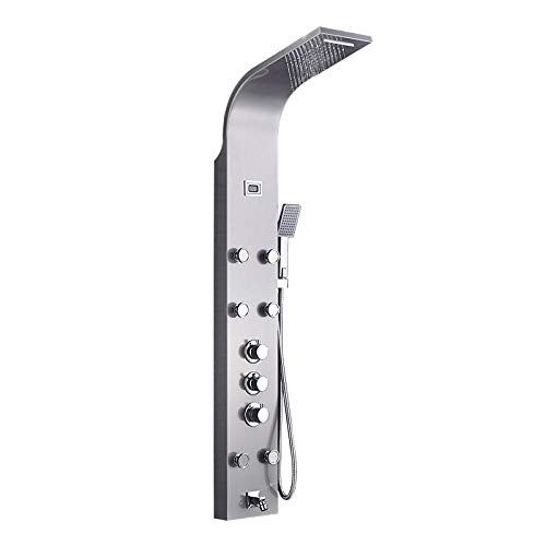 Set de Ducha Termostático Panel/Columna con Jets de Masaje, Mezclador, Ducha de Mano y Grifo para Bañera miniatura 1