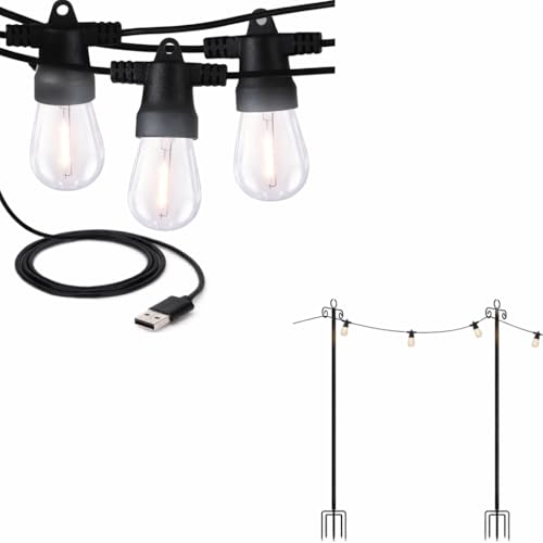 Luces decorativas USB exteriores con postes 24 pies