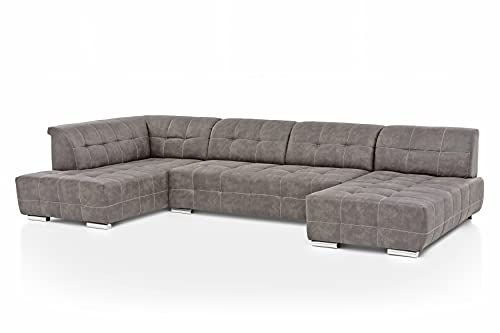 Wohnlandschaft Flamo Bettfunktion in verschiedenen Stoffen und Farben (grau - Land 10, Ottomane Links) Cover