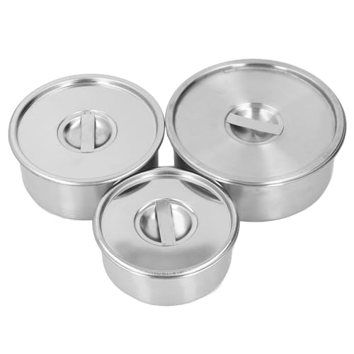 Juego de 3 tazones de acero inoxidable con tapas miniatura 2