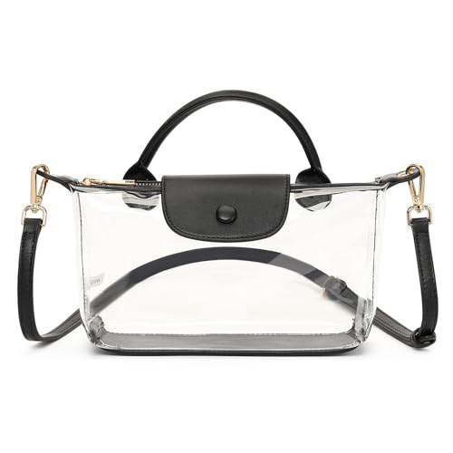 FALAN MULE Clear Crossbody Bag Stadium Approved Leather Purse Bag for Concerts Sports Festivals