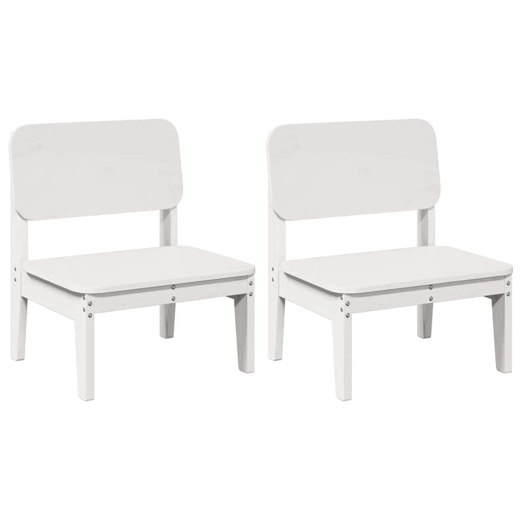 2er Set Gartenstühle Weiss 60x52,5x72 Kiefer Massivholz Modernes Design Robust und Langlebig platzsparend für Balkon Terrasse und Camping