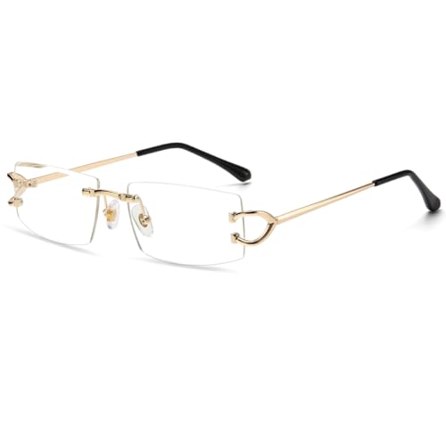 LIGOES Lunettes de soleil rectangulaires en métal Mode Lunettes de soleil sans monture UV400 Lunettes de protection solaire