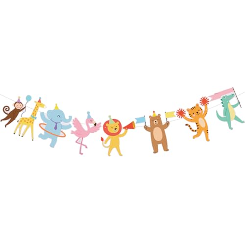 Desfile Animales Pancarta de Fiesta, Preensamblada Cumpleaños Animales Colgantes Guirnalda Pancartas Carnaval Zoológico Temática Jungla Decoraciones para Baby Shower Niñas Niños