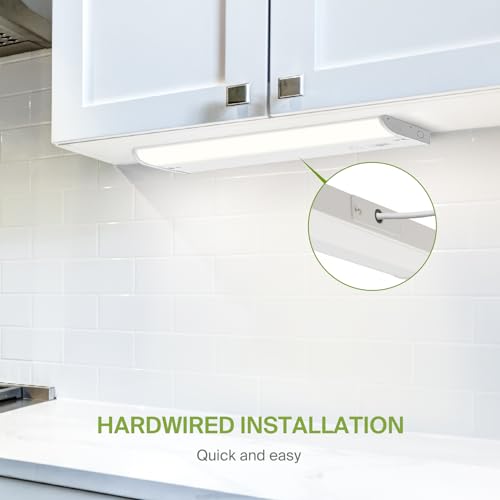 Image of ASD LED Under Cabinet Lighting, 24 inch 12W 822LM, Dimmable Hardwired Under Cabinet Lights for Kitchen, 3000K Soft /4000K Cool /5000K Daylight, Under Counter Light Fixtures, ETL, White 2 Pack
