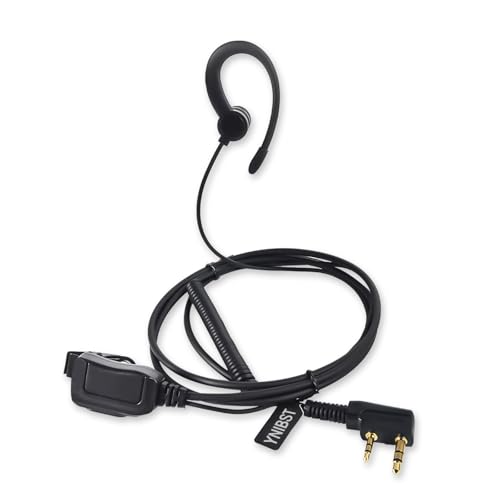 YNIBST ケンウッド用 Baofeng用 トランシーバー イヤホンマイク 耳掛け型 マイク付き インカムイヤホン L型2プラグ UBZ-LP20 UBZ-LS20 UBZ-LM20 UTB-10 UV-5R UV-K58対応 片耳 有線