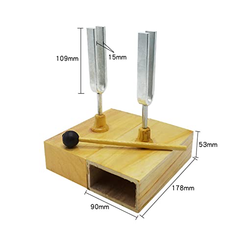 Jieoto 440Hz Resonance Tuning Fork Wooden Speaker Steel Fork Teaching Fork Physical Acoustics Laboratory Instrument Resonance Box #TOP4