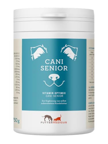 Futtermedicus Vitamin Optimix Cani Senior | 750 g | Ergänzungsfuttermittel für alte Hunde | Für seniorengerechte Koch- und Barf-Rationen | Mit B-Vitaminen, Zink & Vitamin E