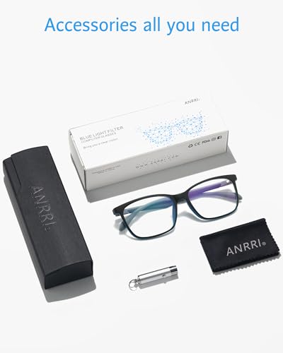 Image of ANRRI Blue Light Blocking Glasses Anti Eyestrain Lens Lightweight Frame Eyeglasses Blue Grey Men /Women