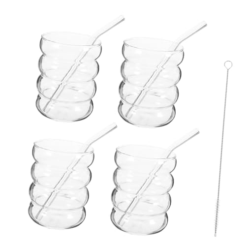 Set de 4 vasos de vidrio con sorbete Zerodeko