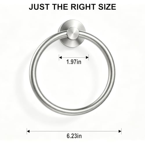 Image of SetSail Towel Holder for Bathroom Wall Brushed Nickel Towel Ring