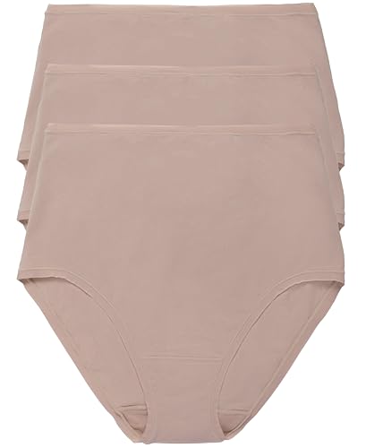Natori Women's Bliss Bare Cotton High Waist Brief 3-Pack 778346MP, Cafe, M
