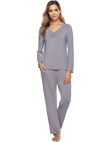 ARBLOVE Pijama Algodon Mujer Largo Invierno Ropa de Domir Mujer, Suave Comodo y Acogedor