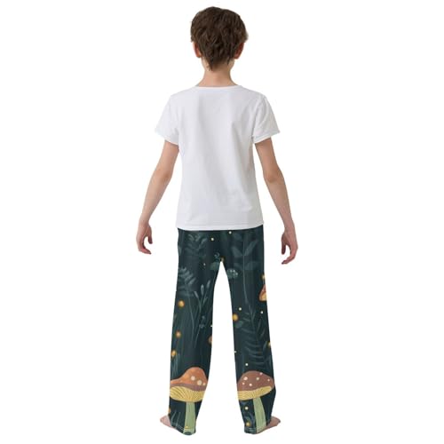 ZZXXB Mushrooms Boys Long Pants Soft Trousers Elastic Waist Kids Lounge Bottoms with Pockets S-XL3