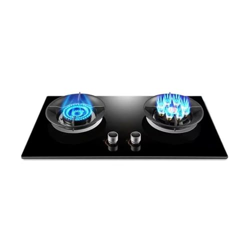 Estufa De Gas Portátil 2 Quemadores,Cocina Doméstica GLP/Gas Natural,Quemador Wok Alta Eficiencia 9 Cavidades 5, KW,Con Panel Vidrio Templado Y Protección Contra Fallas Llama(NG)
