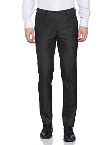 Image of Raymond Men Men's PLEATLESS Slim FIT Dark Brown Formal Trouser
